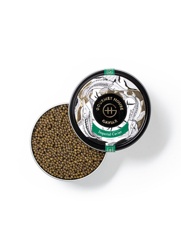 Imperial Caviar is the only type of caviar that is created by two different species. It offers sublime buttery flavour and it is known for its complex hint of creamy. It simply melts in your mouth, leaving behind a sensual experience that invites you to more. Its colour is purely golden with medium to large size eggs.