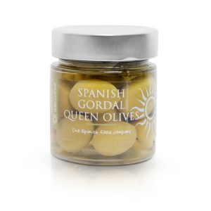 Gordal or Queen olives are the largest green olives grown in Spain firm and juicy, these are whole, with stones, which helps to keep the flavour.